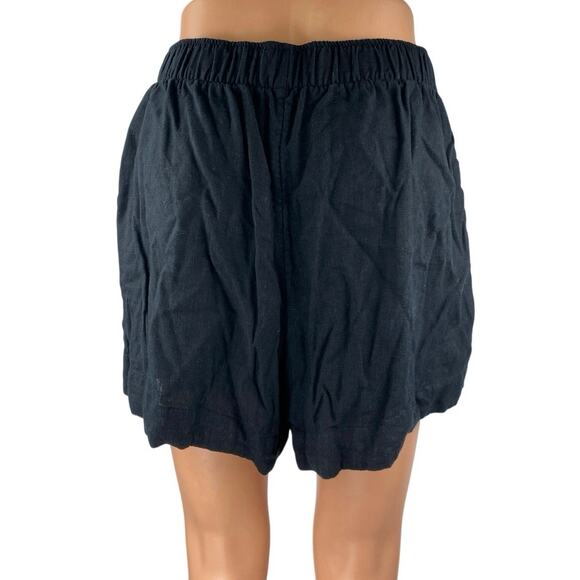 Abercrombie & Fitch Women's Black Linen Elastic Waist Casual Lounge Shorts Sz M - Picture 3 of 5